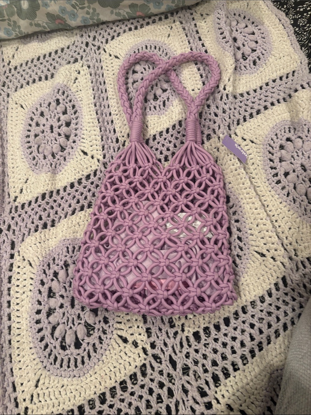 Handwoven Lavender Macramé Tote Bag